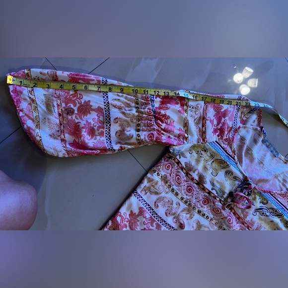 Rosa Nud Floral Print Pink Tunic Dress Beach Summer Lightweight Size Small - Picture 9 of 16